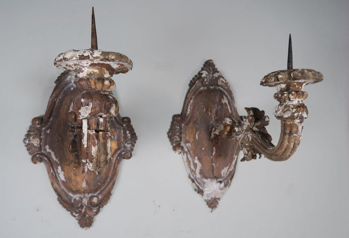 Pair of 19th Century Italian Giltwood Candle Sconces