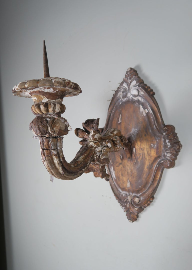 Pair of 19th Century Italian Giltwood Candle Sconces