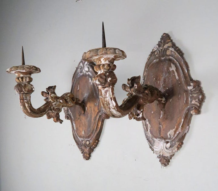 Pair of 19th Century Italian Giltwood Candle Sconces