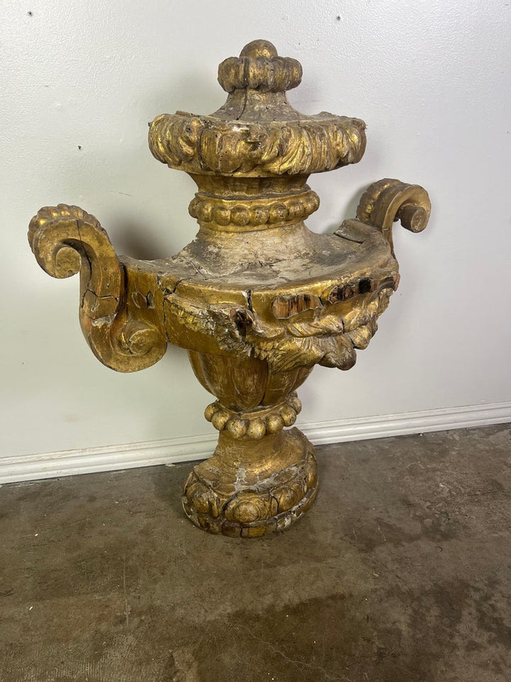 19th Century Monumental Italian Giltwood Urn