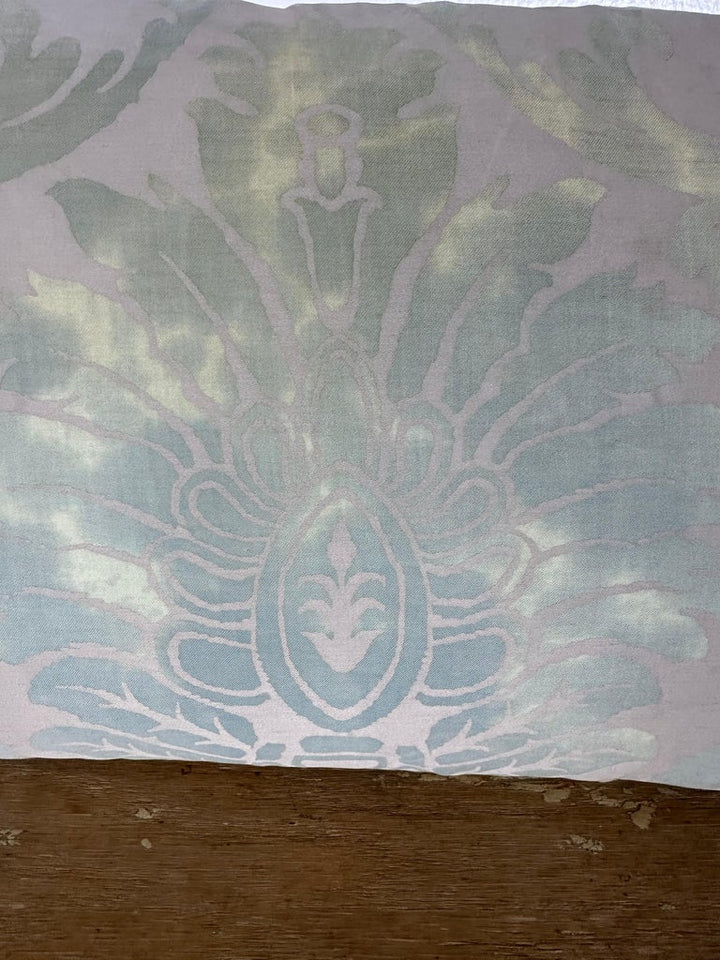 Sea-foam Green Damask Pillow with Fringe