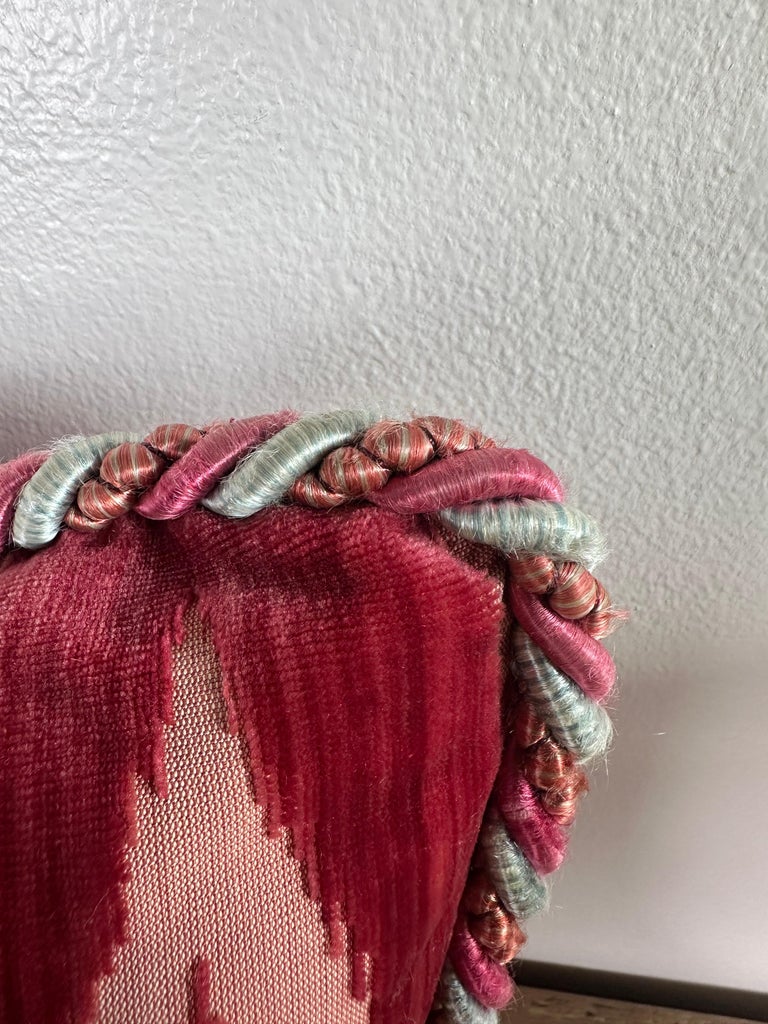 Custom Ikat Cut Velvet Lumbar Pillow, Clarence House Manner