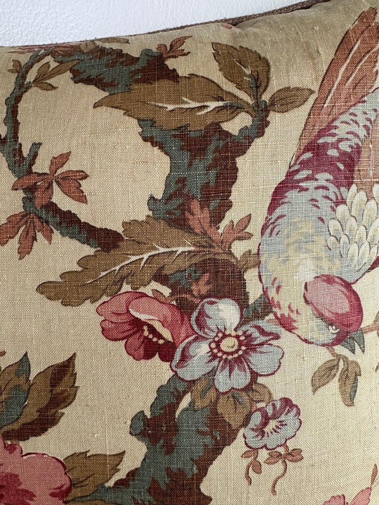 French Printed Linen Floral Pillow