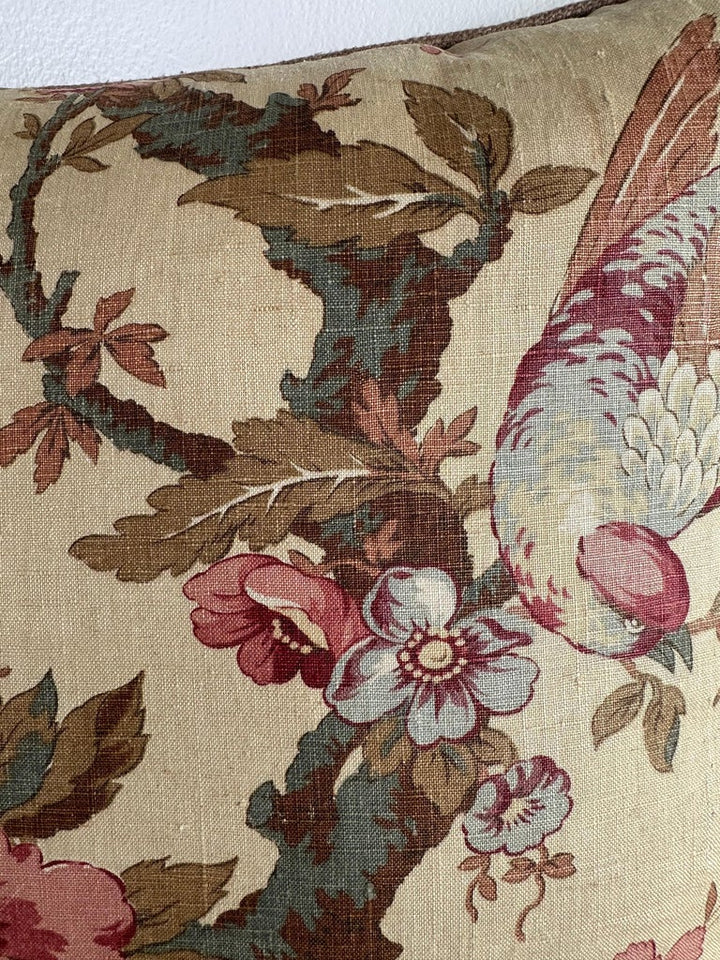 French Printed Linen Floral Pillow