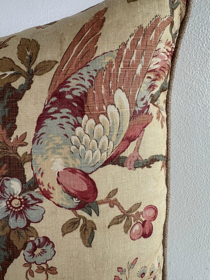 French Printed Linen Floral Pillow