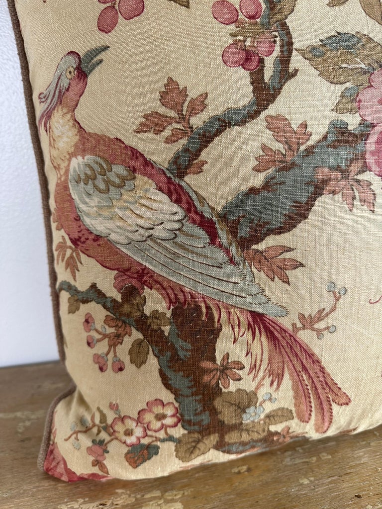 French Printed Linen Floral Pillow