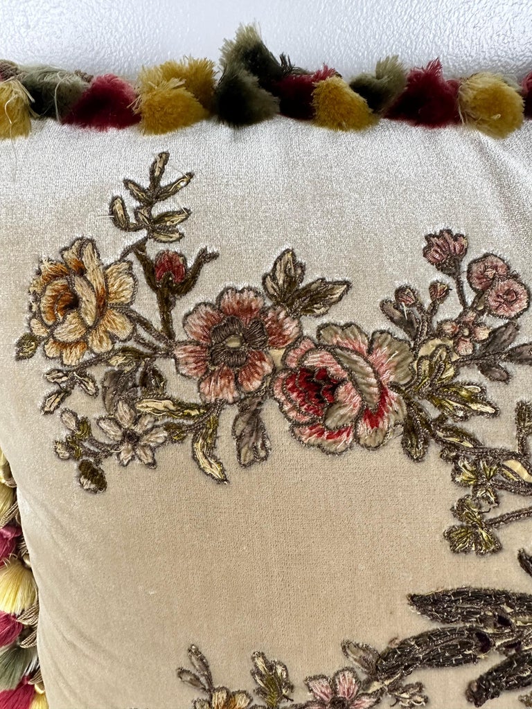 Silk Velvet Appliqued Pillow by Melissa Levinson