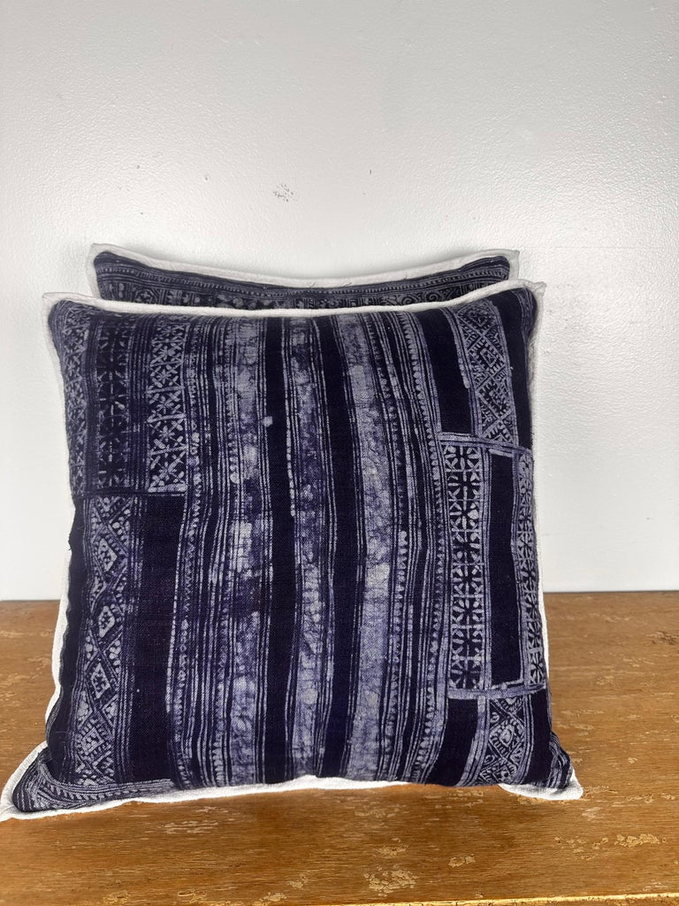 Pair of Blue & White Batik Pillows