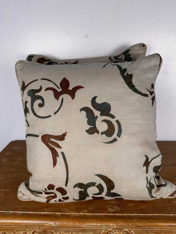 Pair of Nomi Stenciled Linen Pillows
