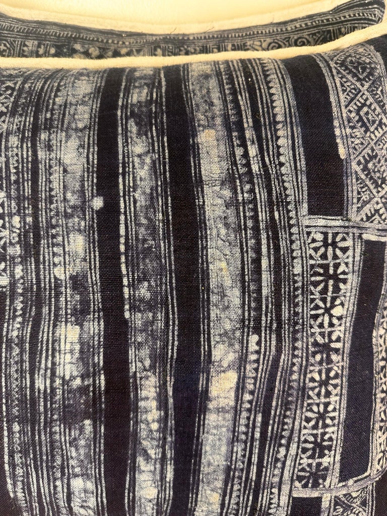 Pair of Blue & White Batik Pillows