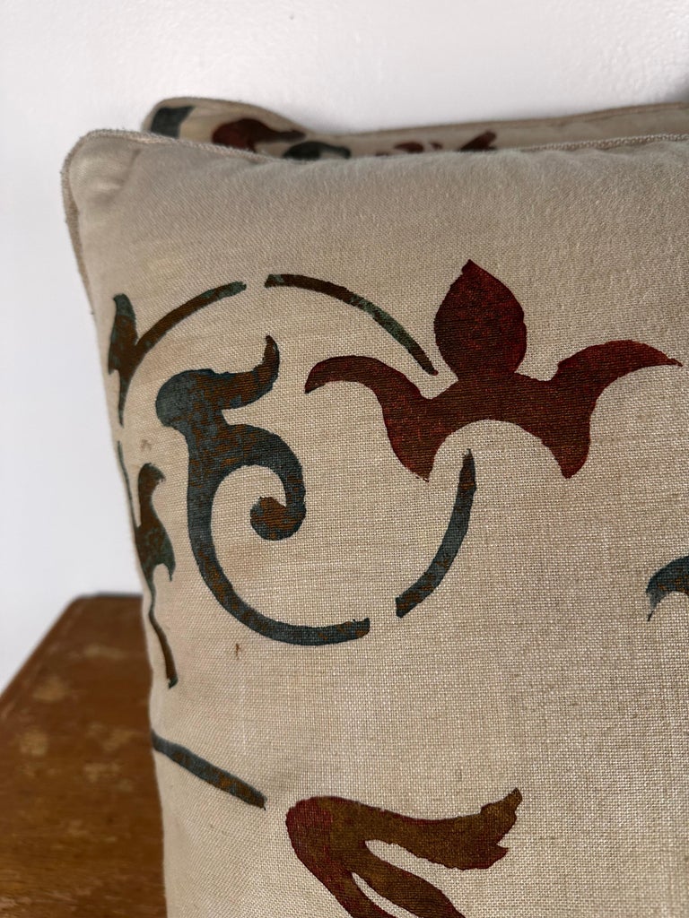 Pair of Nomi Stenciled Linen Pillows