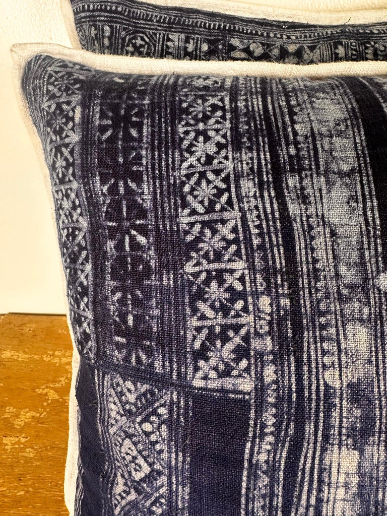 Pair of Blue & White Batik Pillows