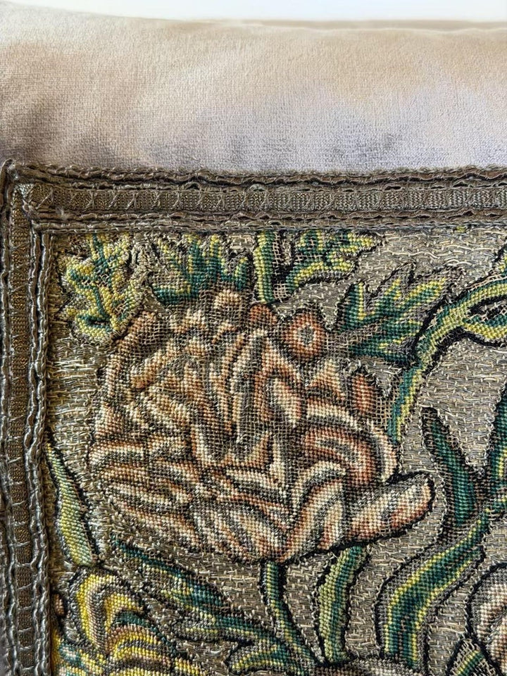 Antique Metallic Embroidered Silk Velvet Pillows, Baroque Style