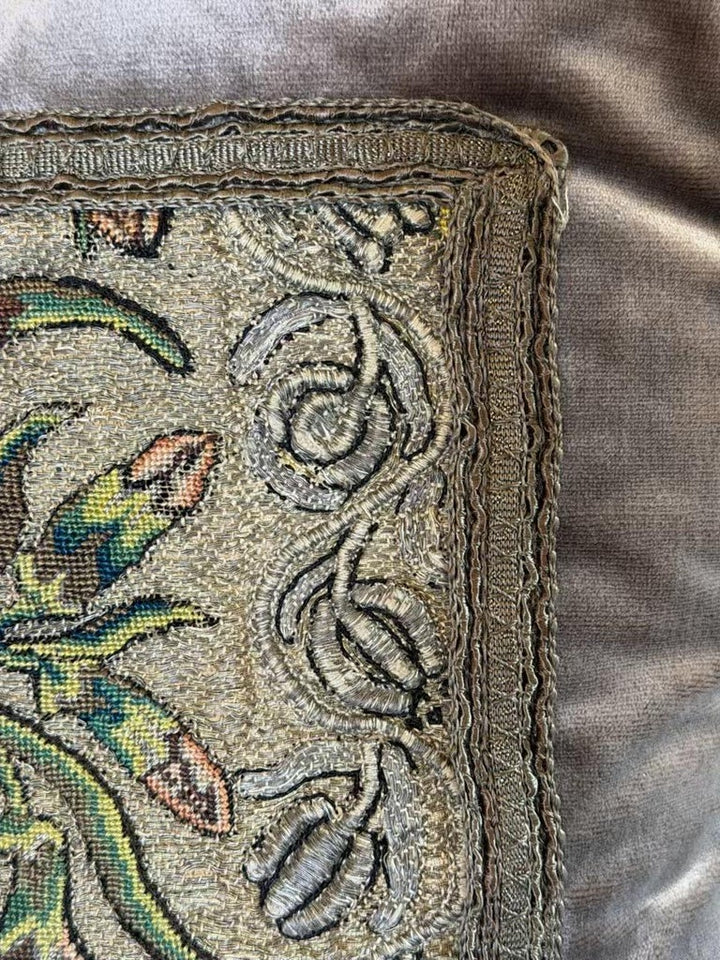 Antique Metallic Embroidered Silk Velvet Pillows, Baroque Style