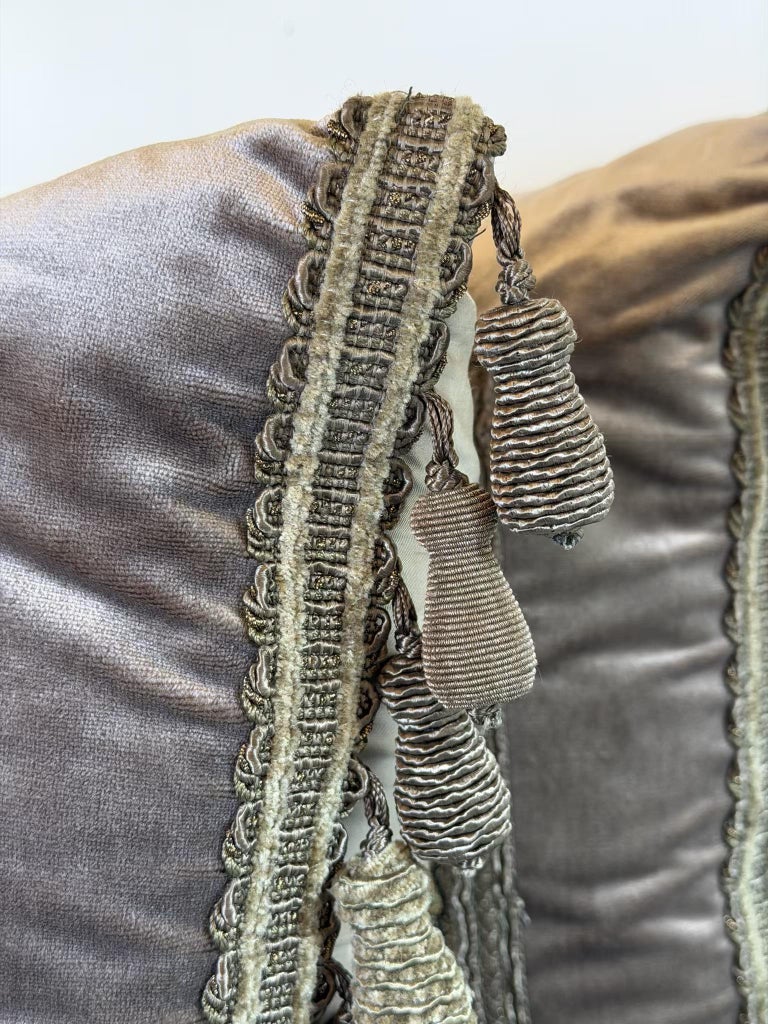 Antique Metallic Embroidered Silk Velvet Pillows, Baroque Style