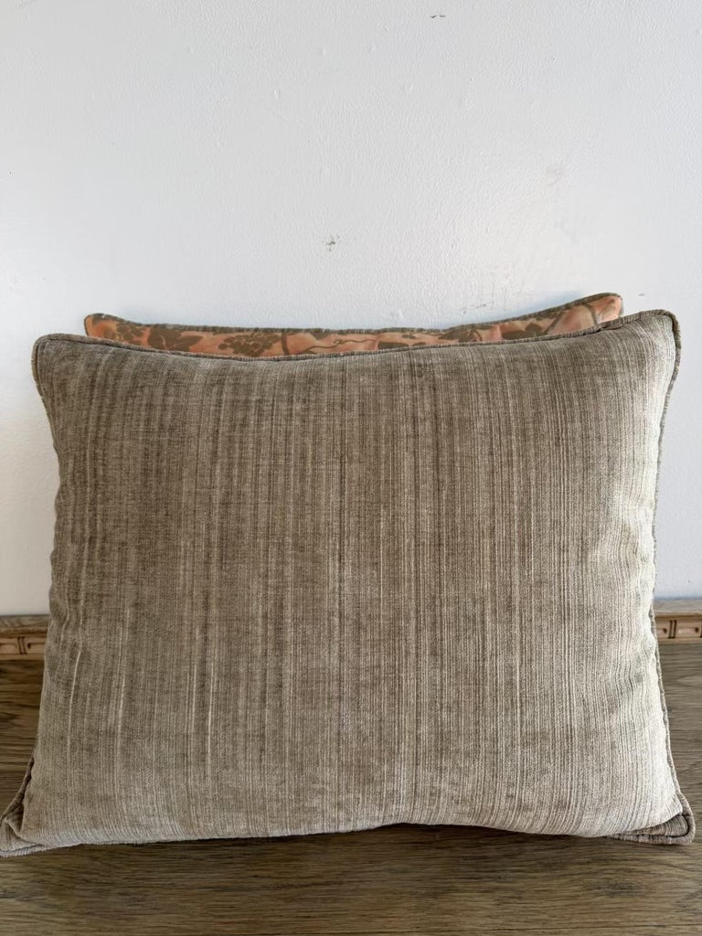 Pair of Fortuny “Moresco” Textile Pillows with Velvet Backs