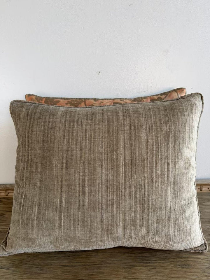 Pair of Fortuny “Moresco” Textile Pillows with Velvet Backs