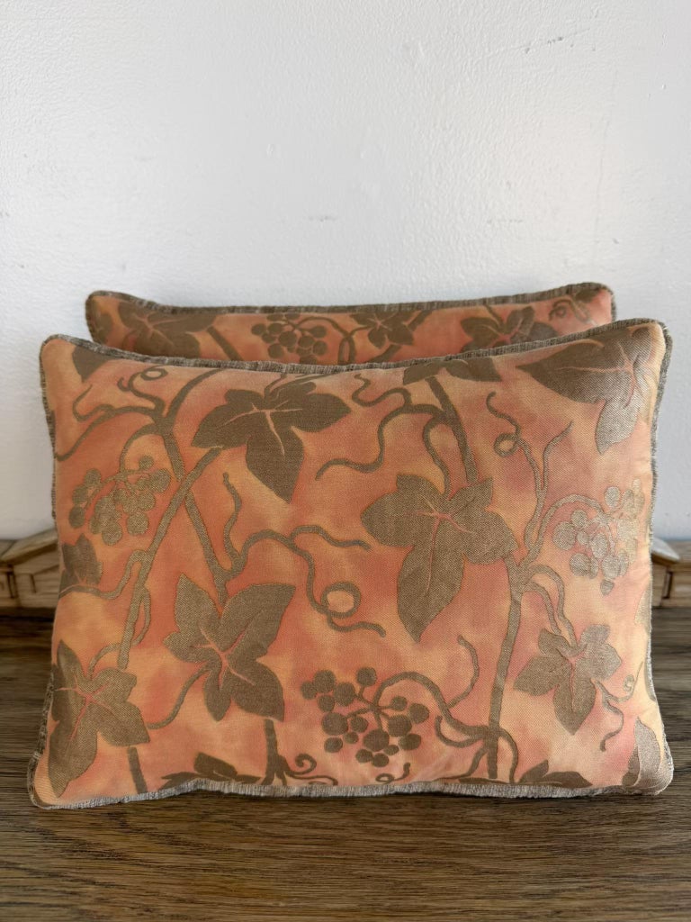 Pair of Fortuny “Moresco” Textile Pillows with Velvet Backs