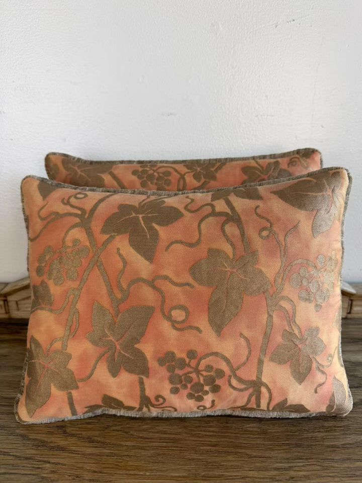 Pair of Fortuny “Moresco” Textile Pillows with Velvet Backs