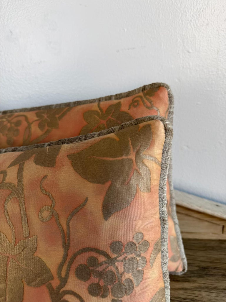 Pair of Fortuny “Moresco” Textile Pillows with Velvet Backs