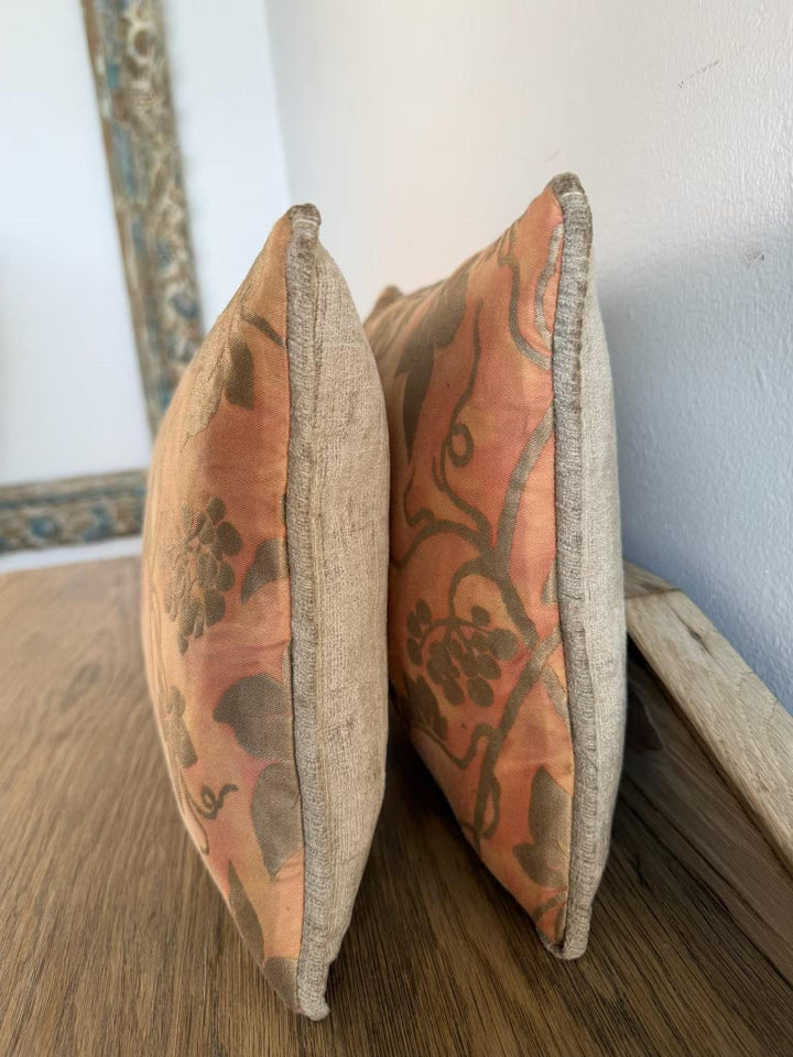 Pair of Fortuny “Moresco” Textile Pillows with Velvet Backs