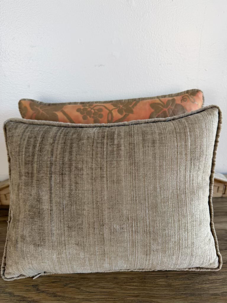 Pair of Fortuny “Moresco” Textile Pillows with Velvet Backs