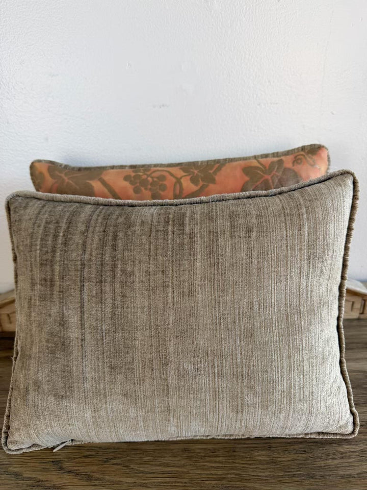 Pair of Fortuny “Moresco” Textile Pillows with Velvet Backs