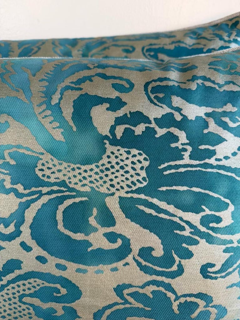 Pair of Fortuny Patterned Pillows with Solid Chenille Backs by Melissa Levinson