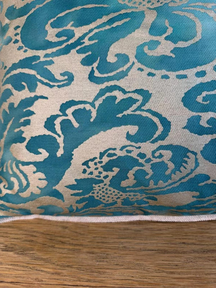 Pair of Fortuny Patterned Pillows with Solid Chenille Backs by Melissa Levinson