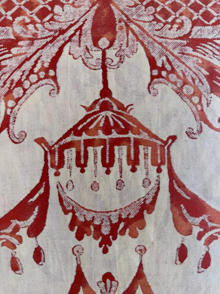 Pair of Authentic Fortuny Pillows in the Mezzano Pattern with Velvet Backs