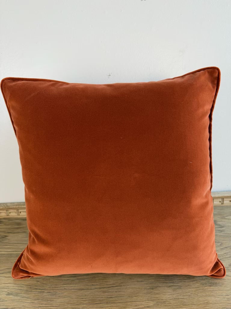 Pair of Authentic Fortuny Pillows in the Mezzano Pattern with Velvet Backs