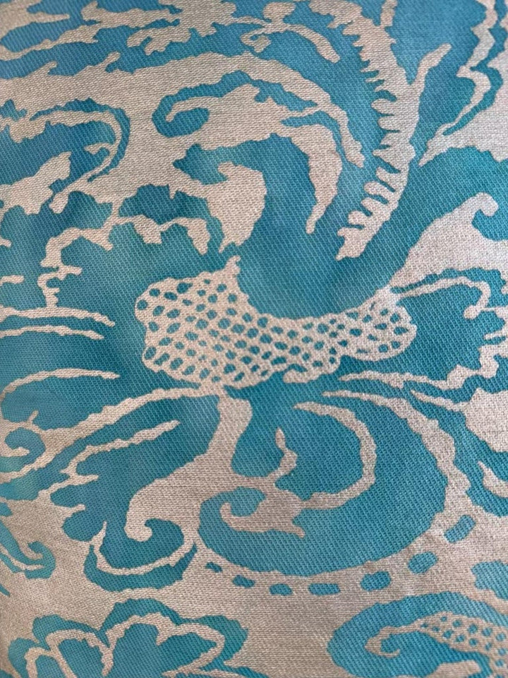 Pair of Fortuny-Style Patterned Pillows with Solid Silk Backs