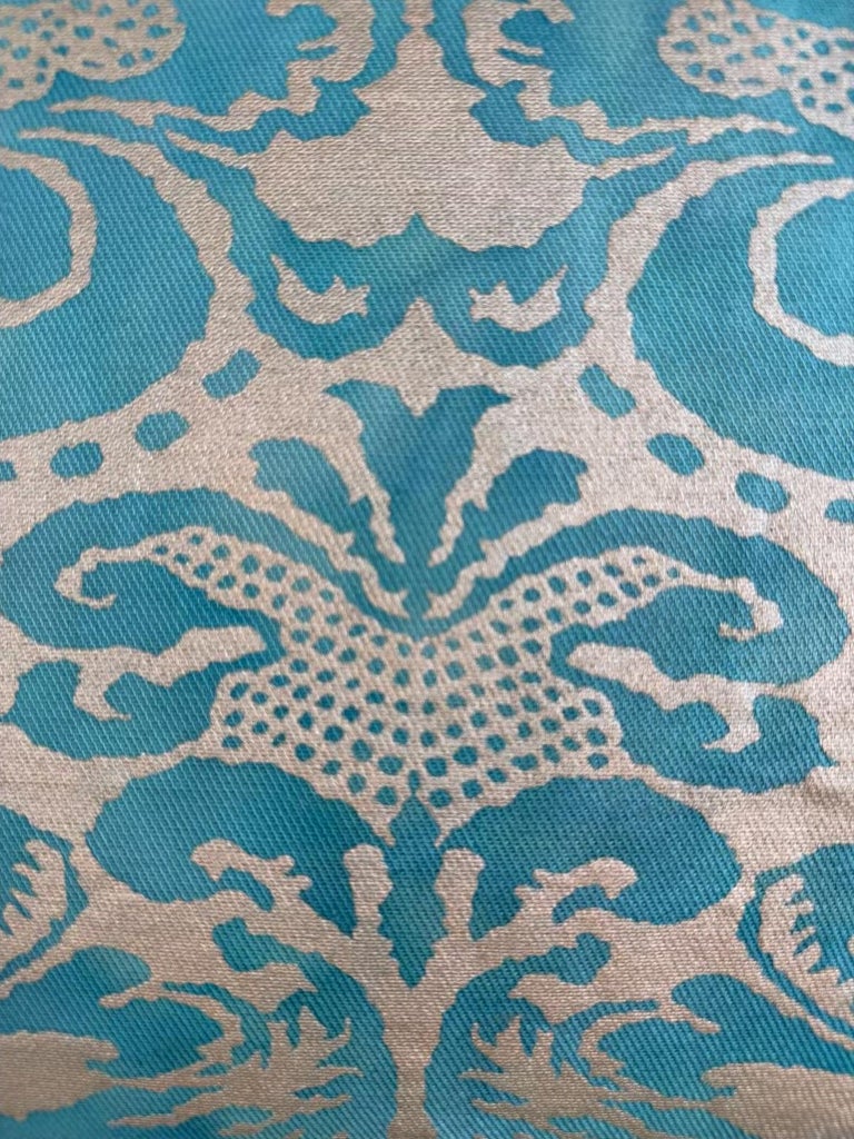 Pair of Fortuny-Style Patterned Pillows with Solid Silk Backs