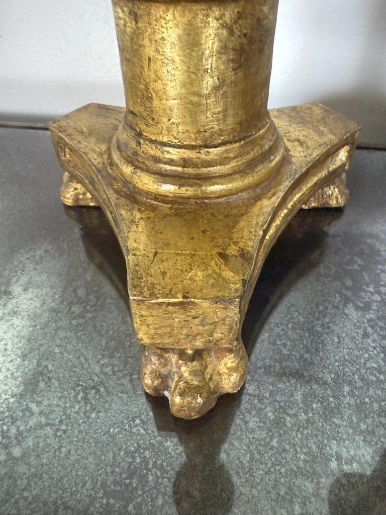 Pair of Antique Giltwood Candlesticks with Paw Feet, Neoclassical Style