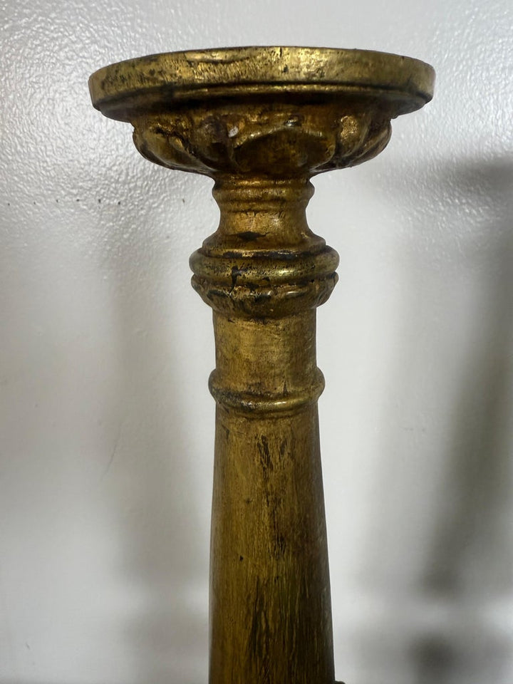 Pair of Antique Giltwood Candlesticks with Paw Feet, Neoclassical Style