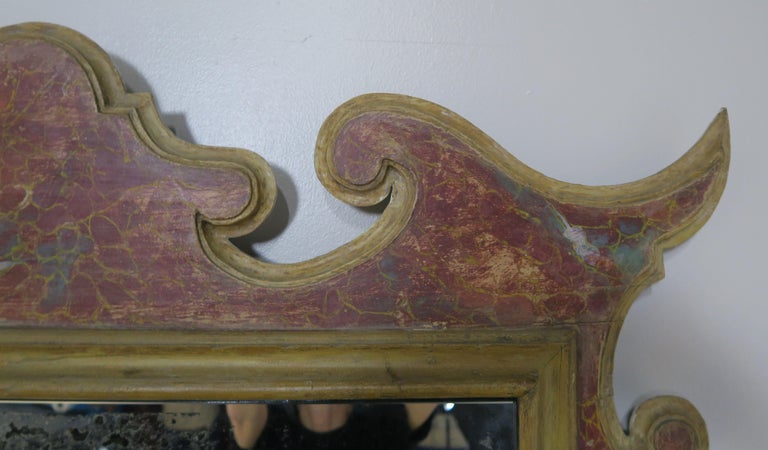 19th Century Italian Faux Marble Painted Mirror