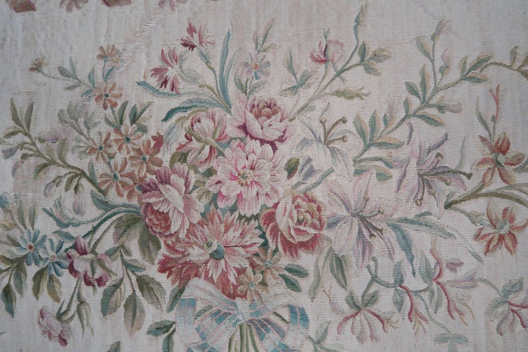 19th Century Aubusson and Rose Velvet Headboard