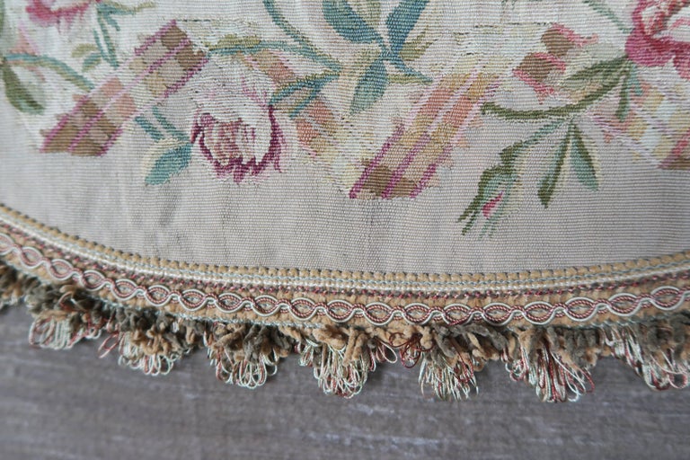 19th Century Aubusson and Rose Velvet Headboard