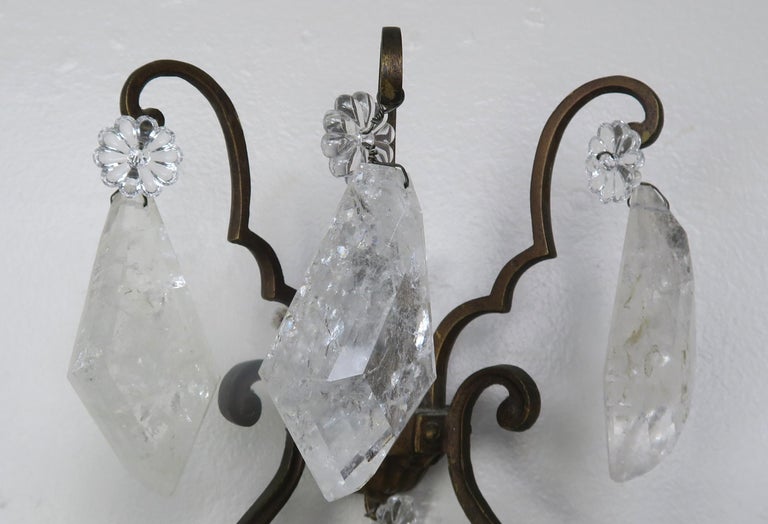 Pair of French Rock Crystal Sconces, circa 1930s