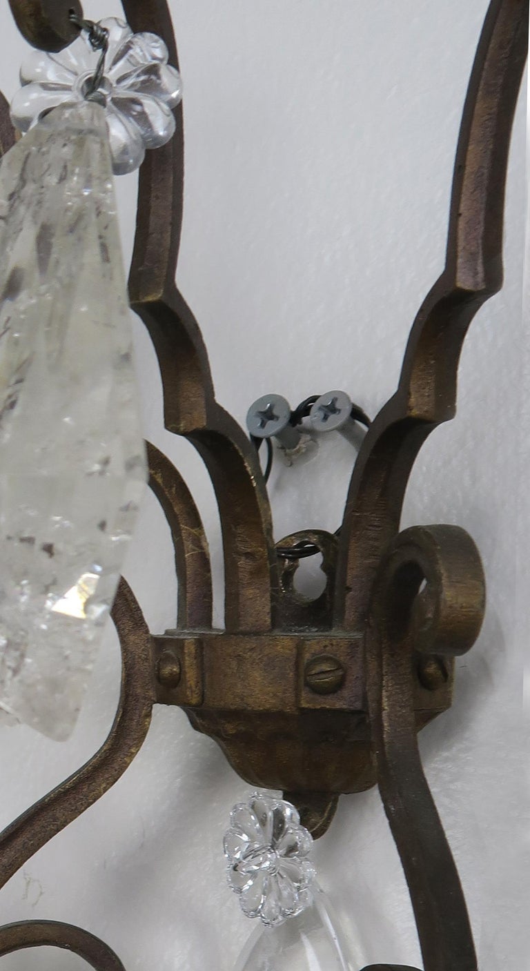 Pair of French Rock Crystal Sconces, circa 1930s