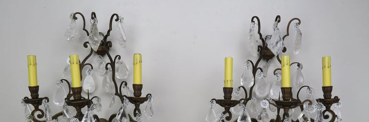 Pair of French Rock Crystal Sconces, circa 1930s