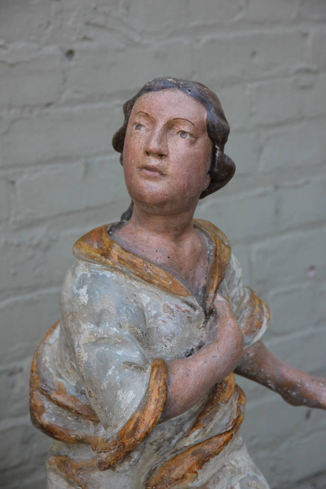 Pair of 19th Century Carved Angels on Pedestals