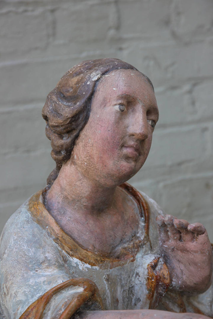 Pair of 19th Century Carved Angels on Pedestals