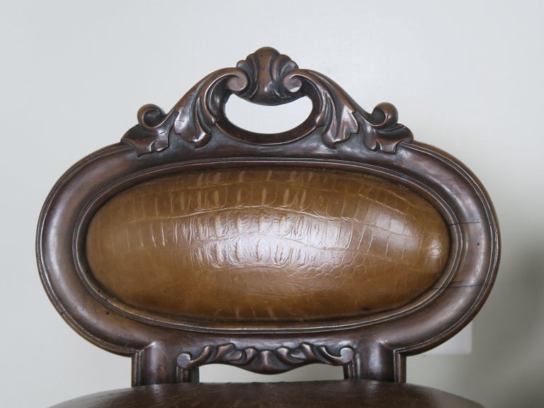 Set of Four French Embossed Leather Stools, circa 1900