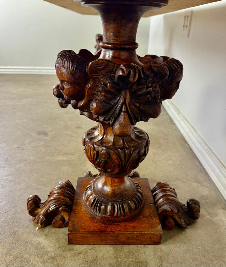 European Baroque Revival Coffee Table with Onyx Stone Top, Late 19th Century