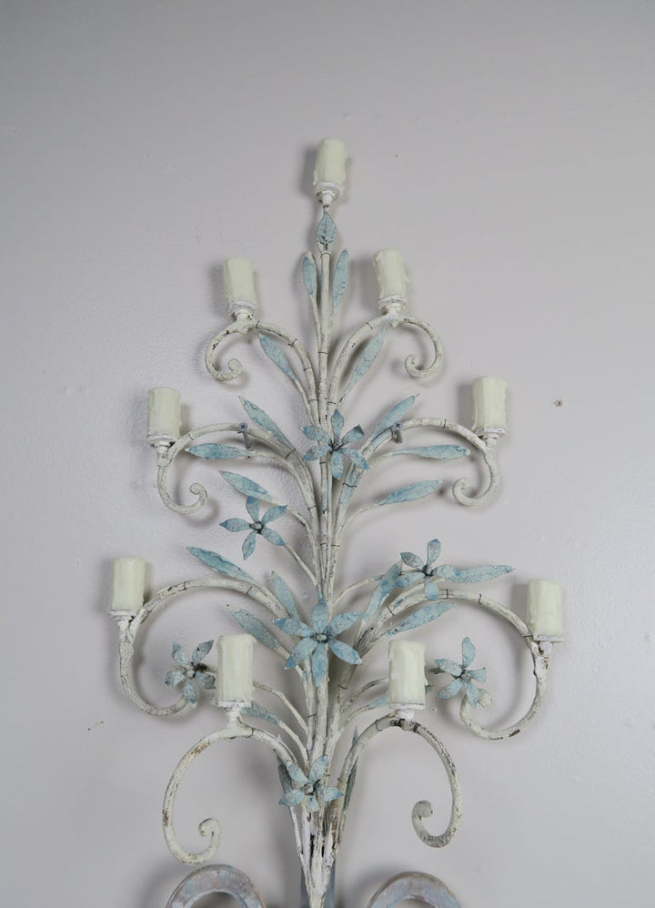 Pair of 19th Century Italian Painted 9-Light Sconces