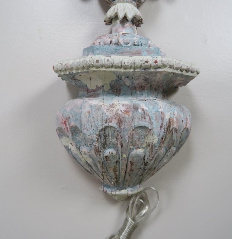 Pair of 19th Century Italian Painted 9-Light Sconces