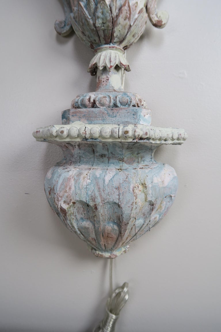 Pair of 19th Century Italian Painted 9-Light Sconces