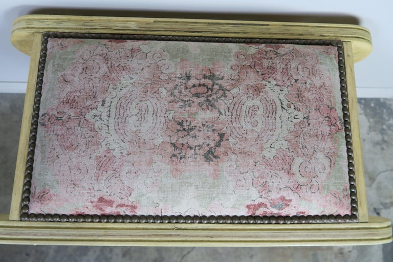 Italian Style "X" Bench w/ Chinoiserie Linen Fabric