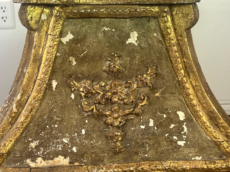 Italian Gilt Wood Tripod Table w/ Glass Top